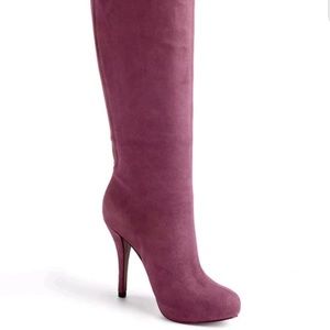 Enzo Angiolini Yabbo Suede Purple/Burgundy High Heel Knee Length Boot Size 7.5